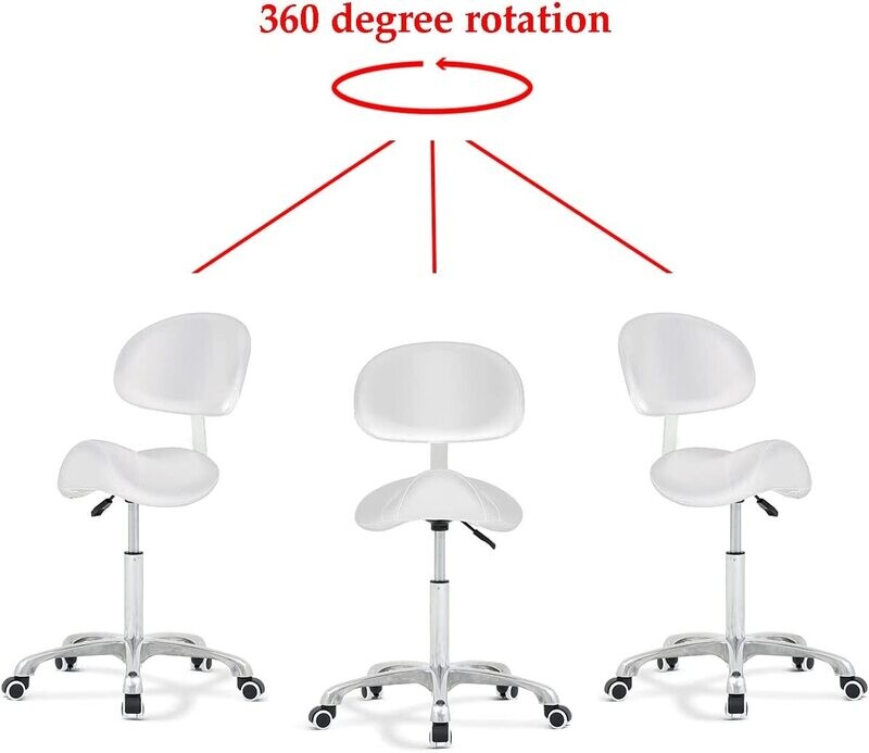 Adjustable Hydraulic Saddle Stool - Massage Rolling Work Chair with Wheels, Ideal for Beauty Salons, Kitchens, and Spas for Comfort and Mobility