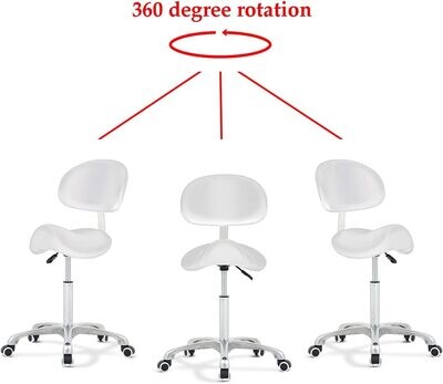 Adjustable Hydraulic Saddle Stool - Massage Rolling Work Chair with Wheels, Ideal for Beauty Salons, Kitchens, and Spas for Comfort and Mobility