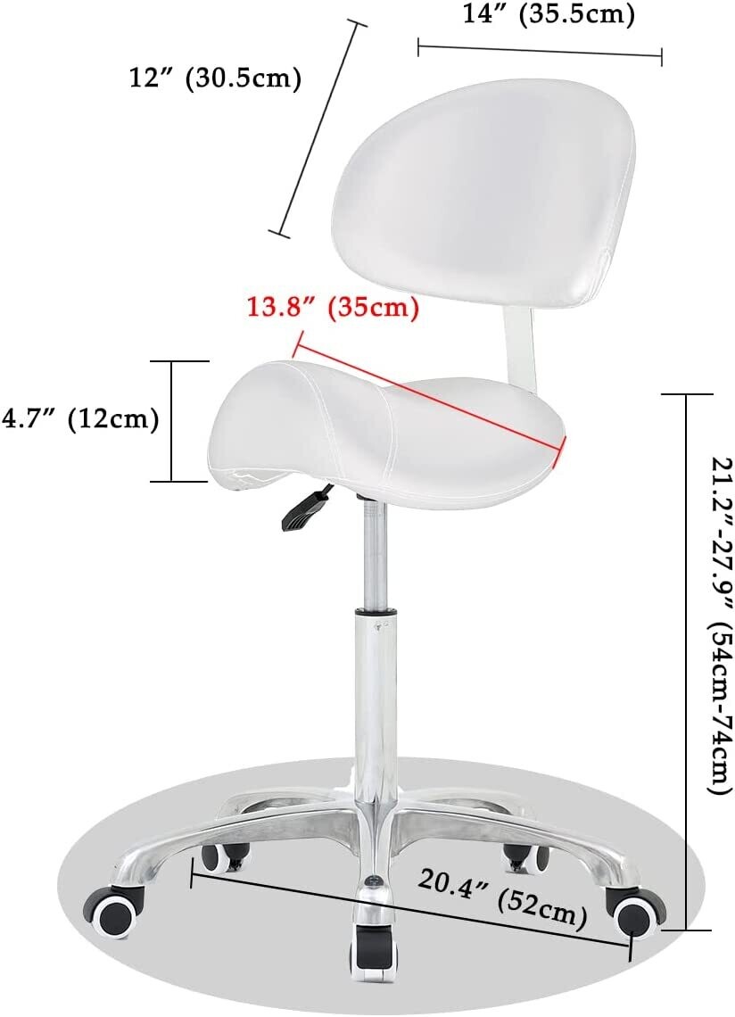 Adjustable Hydraulic Saddle Stool - Massage Rolling Work Chair with Wheels, Ideal for Beauty Salons, Kitchens, and Spas for Comfort and Mobility