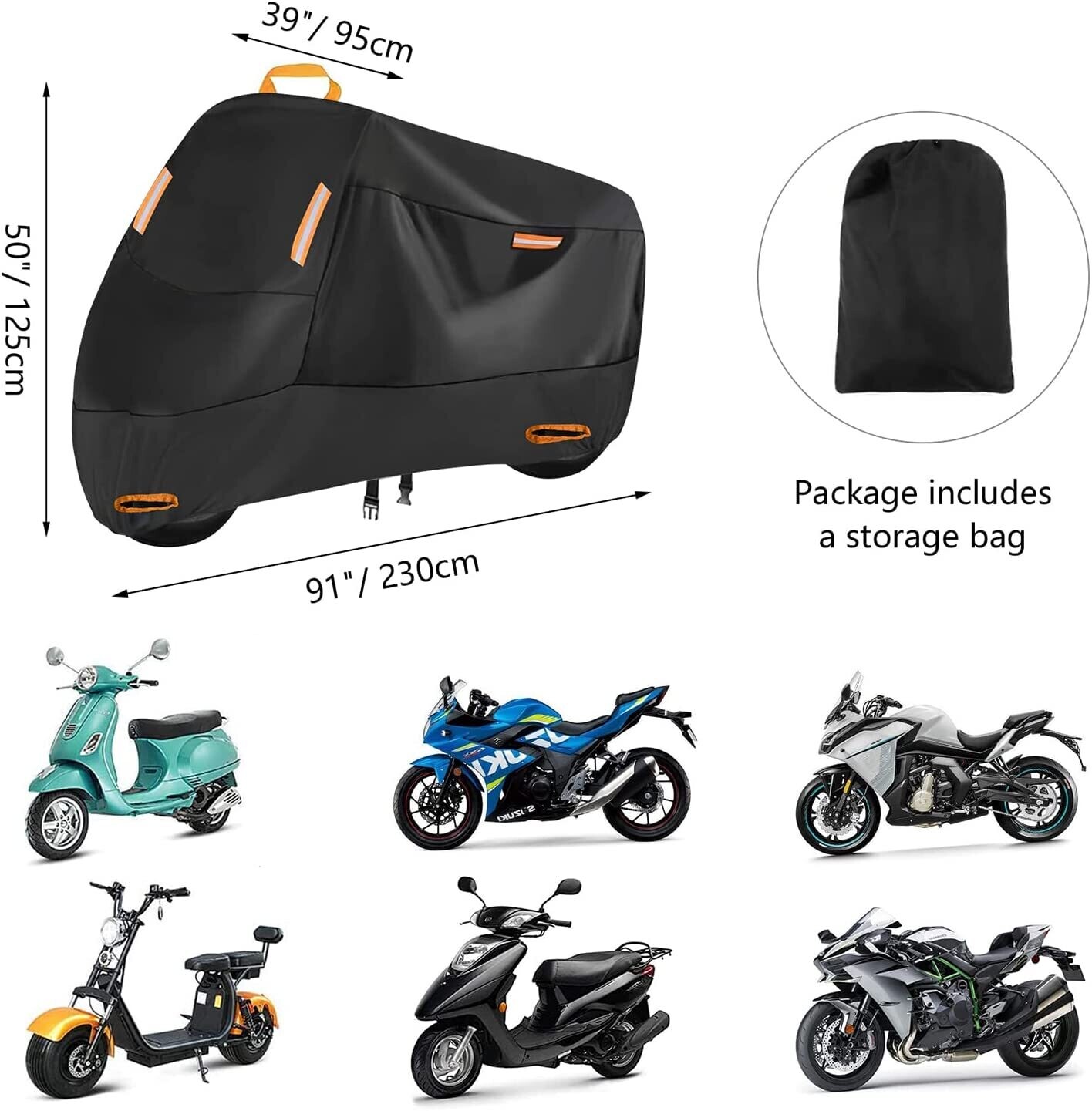 Outdoor Protection Motorcycle Cover with Lock Holes in 300D Waterproof,