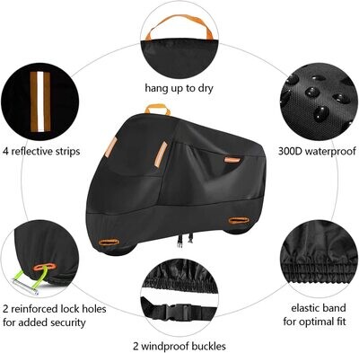Outdoor Protection Motorcycle Cover with Lock Holes in 300D Waterproof,