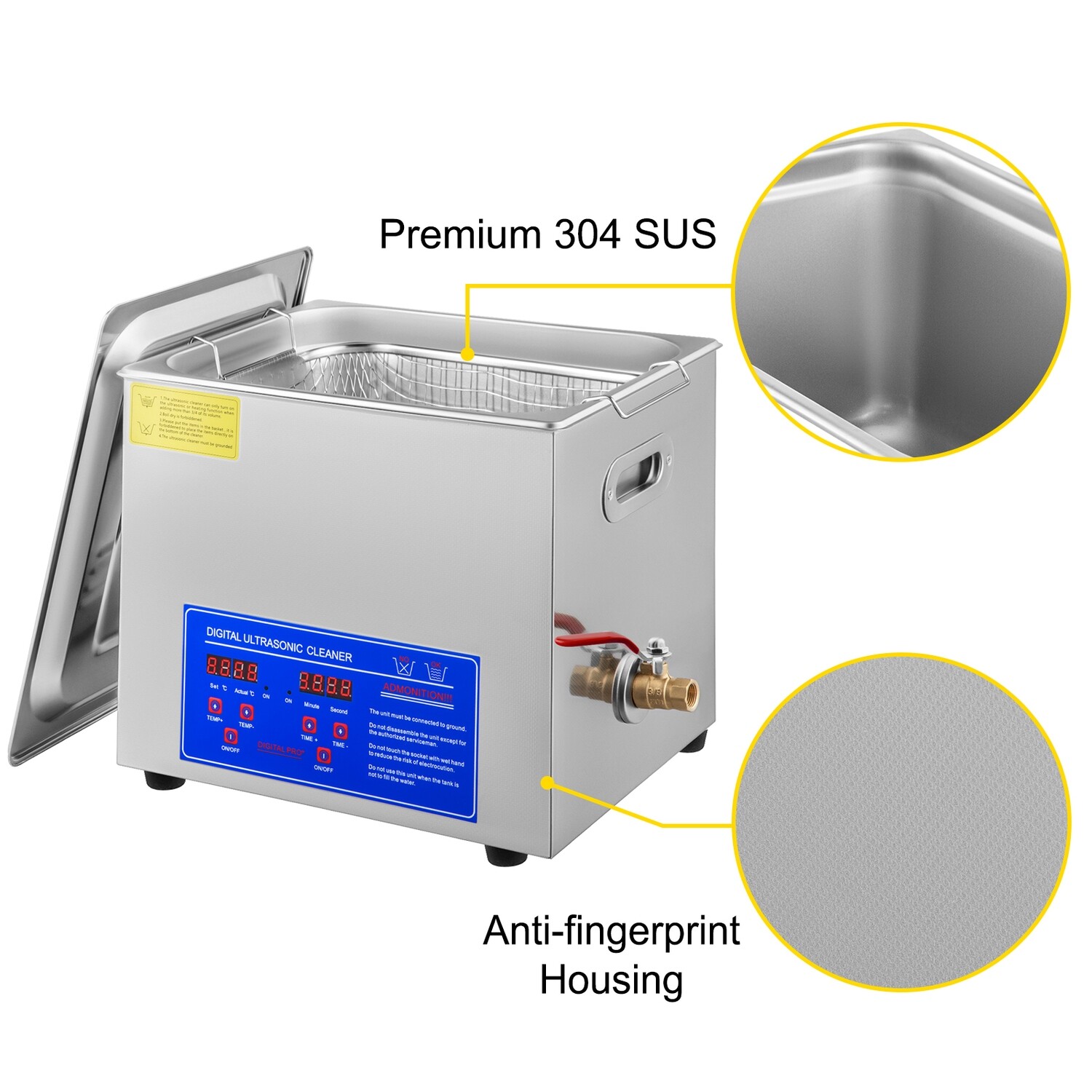 750ml/2L/3L/6L/10L/15L/22L/30L Professional Washing Machine Ultrasonic Cleaner - Stainless Steel, Multifunctional with Digital Heating and Timer for Efficient Cleaning