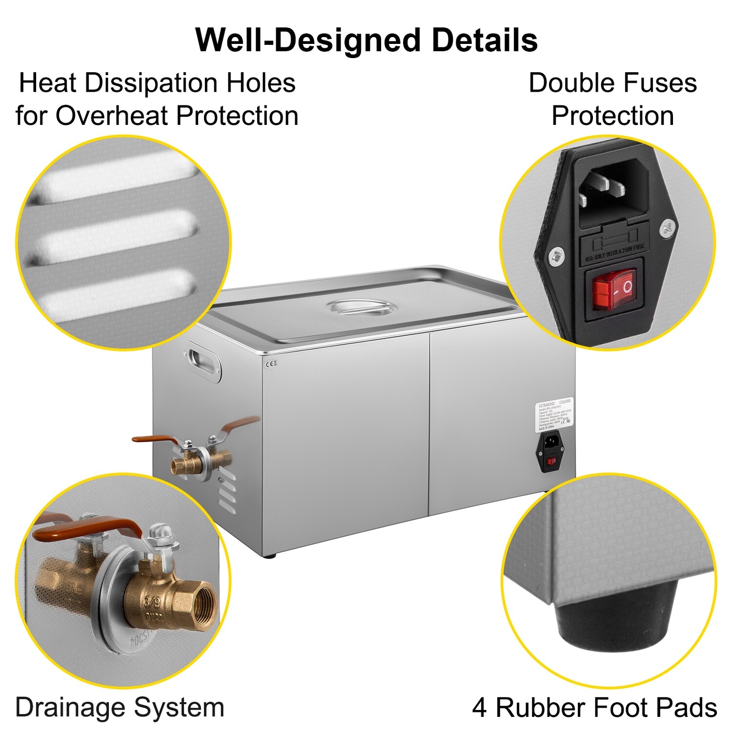 22L Stainless Steel Ultrasonic Cleaner with Digital Display and Powerful Cleaning Performance for Professional and Home Use