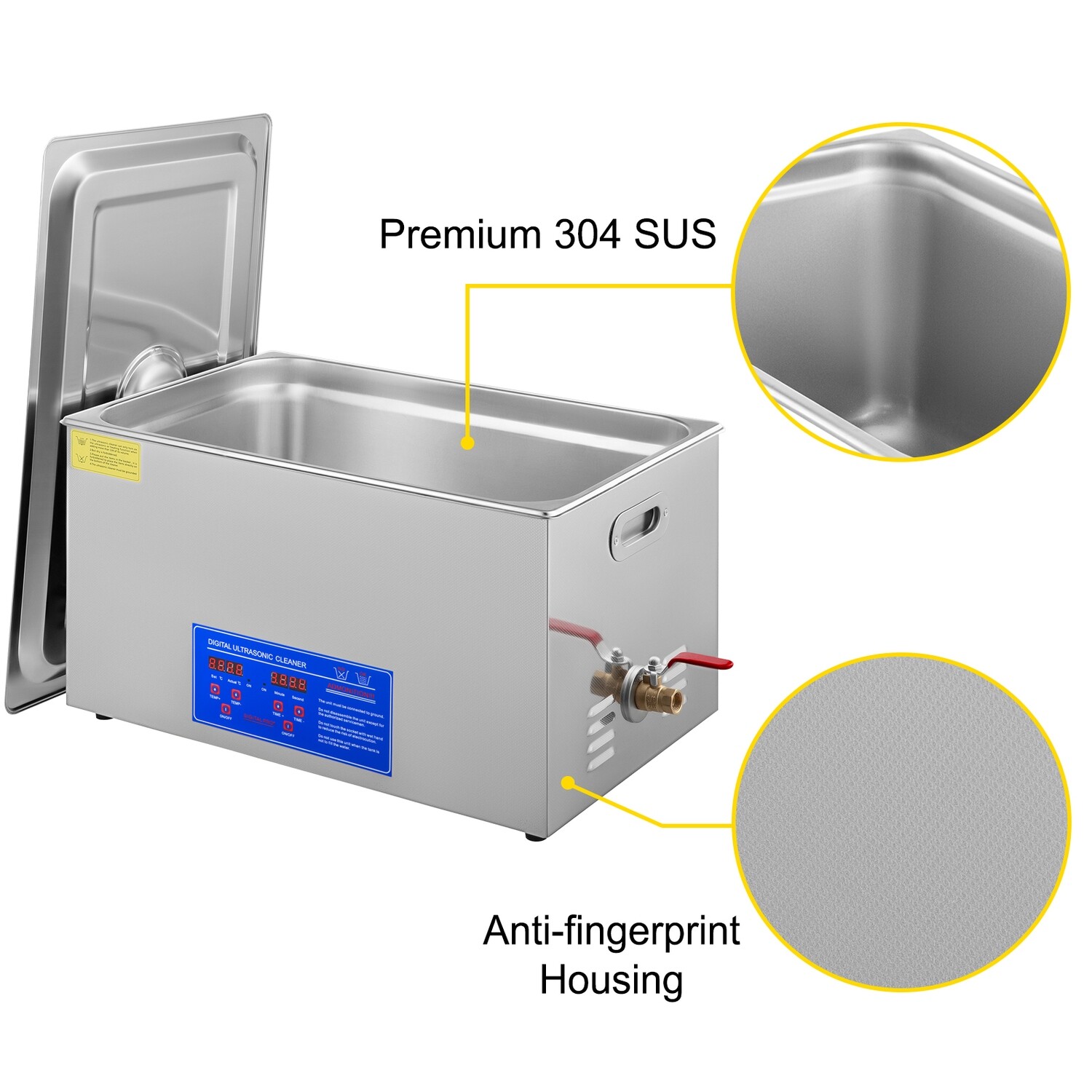 22L Stainless Steel Ultrasonic Cleaner with Digital Display and Powerful Cleaning Performance for Professional and Home Use