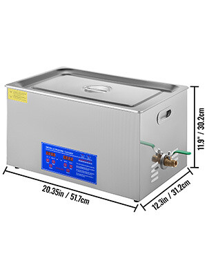 30L Digital Ultrasonic Cleaner - Professional Stainless Steel Washing Machine with 600W Power, Adjustable Temperature (0-80°C), Timer (0-30 mins), 10 Transducers, Multiple Cleaning Modes for Efficient