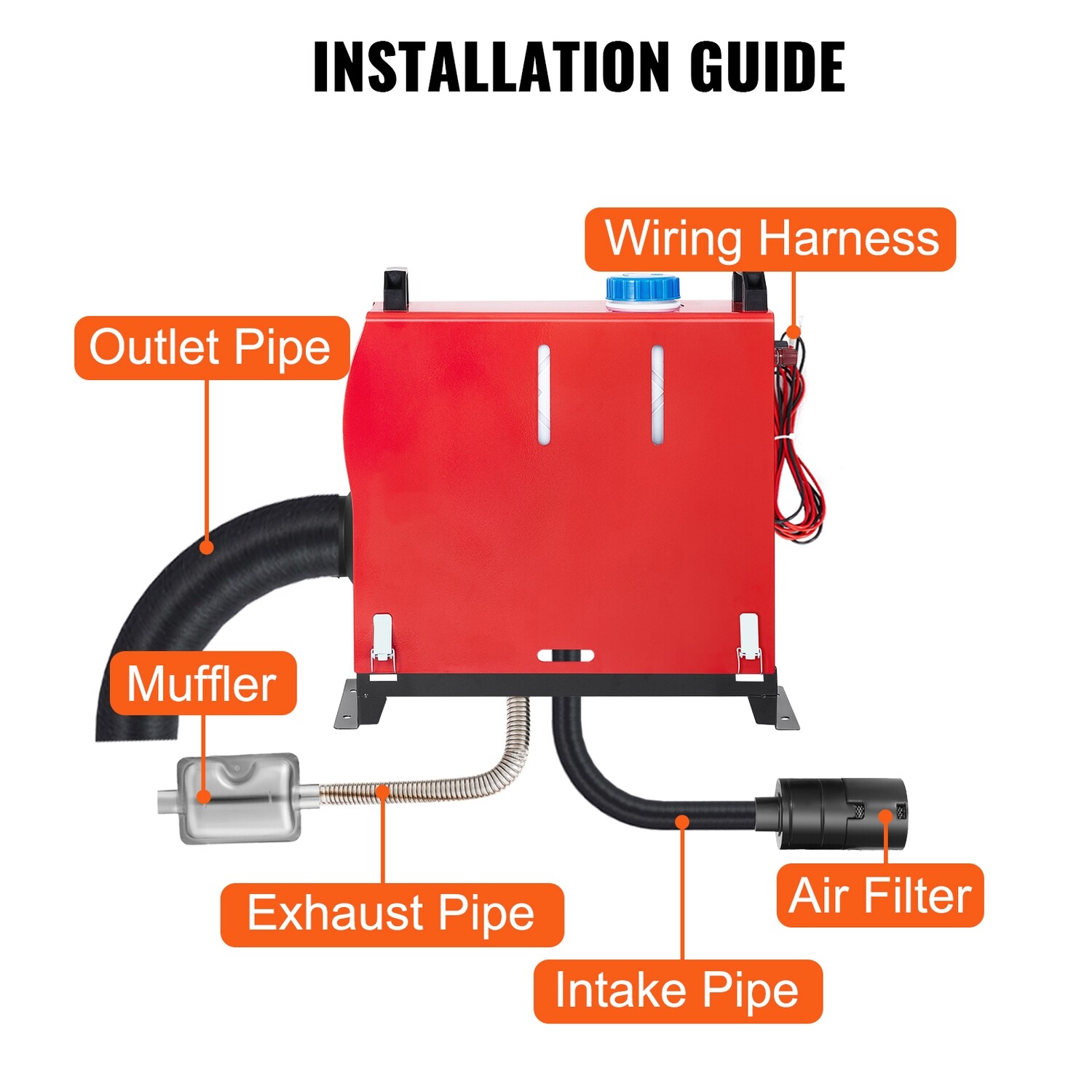 12V Diesel Air Heater with LCD Switch and Remote Control – 1 Air Outlet for RV, Truck, Bus, Car, SUV, and Caravan