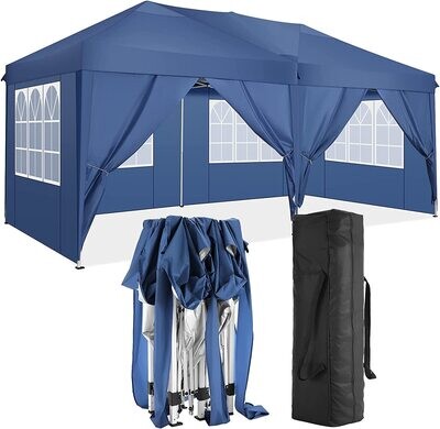 3m x 6m folding tent accordion 4 side panels 2 curtains + transport bag Waterproof Stable Flat Foldable Gazebo  Popup Garden Tent