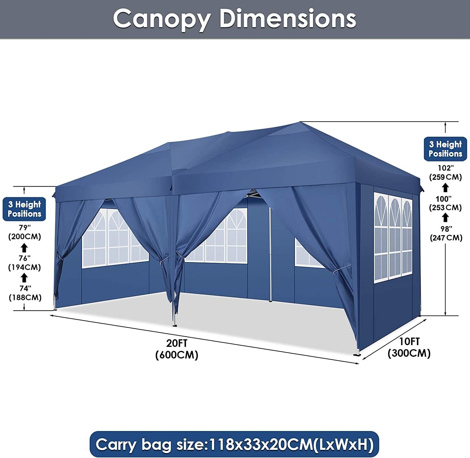 3m x 6m folding tent accordion 4 side panels 2 curtains + transport bag Waterproof Stable Flat Foldable Gazebo  Popup Garden Tent