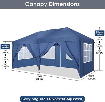 3m x 6m folding tent accordion 4 side panels 2 curtains + transport bag Waterproof Stable Flat Foldable Gazebo  Popup Garden Tent