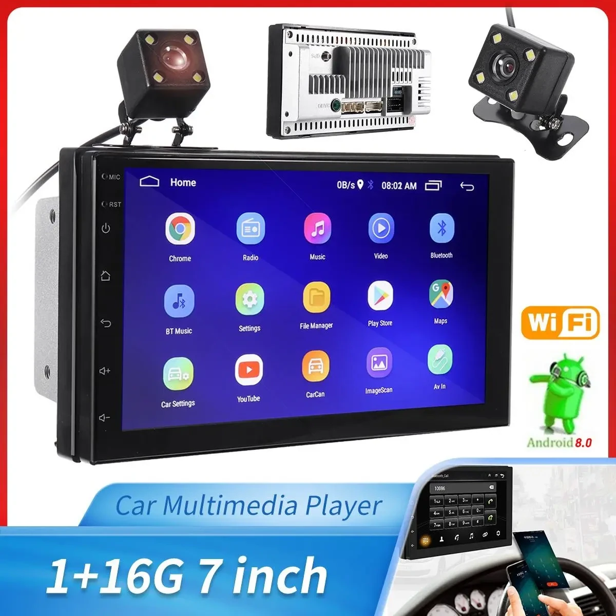 7 Inch 2 Din for Android 8.0 Car Stereo Radio
