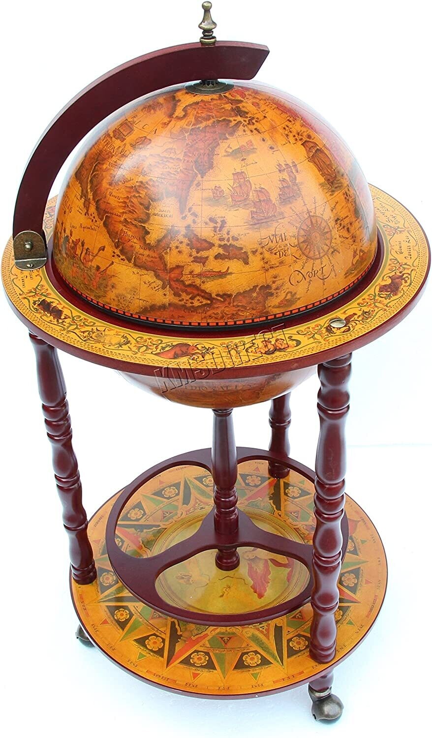 360mm Antique Globe-Shape Bar – Small Whiskey, Wine, and Spirits Storage with Elegant Design