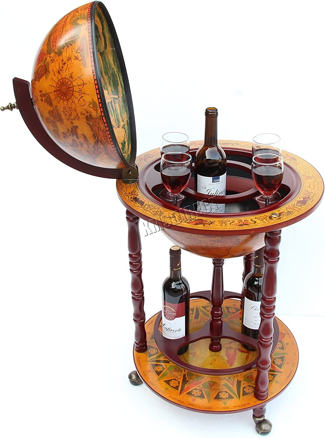 360mm Antique Globe-Shape Small Bar with Whiskey, Wine, and Spirits