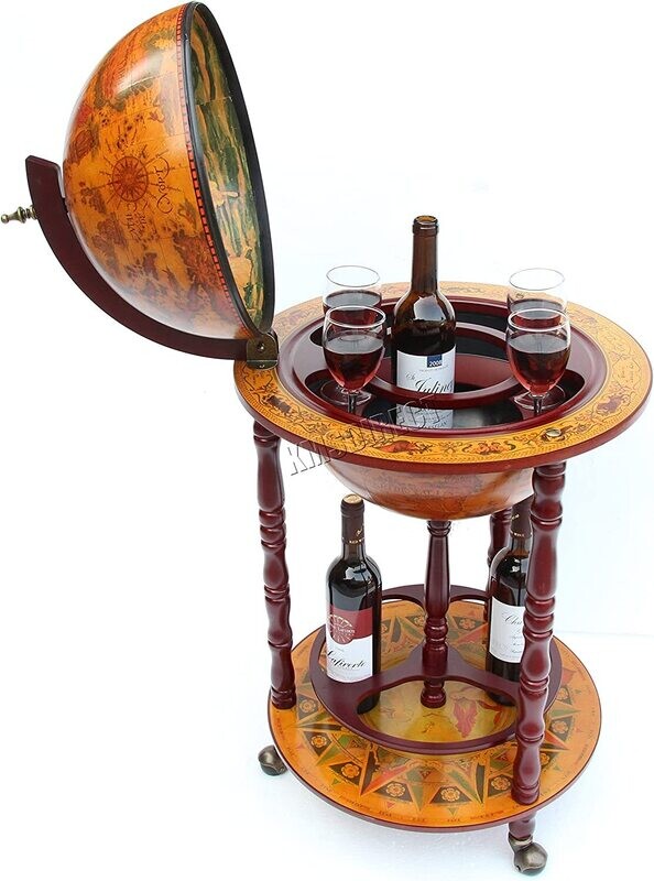 360mm Antique Globe-Shape Bar – Small Whiskey, Wine, and Spirits Storage with Elegant Design
