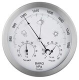 Stainless Steel  Analog Barometer, Thermometer &amp; Hygrometer, 3 in 1  Indoor and Outdoor (Silver) Weather Station