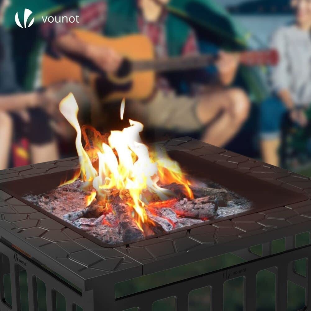 Fire Bowl with Grill Grate and Spark Guard - Outdoor Fire Pit for Safe Cooking and Heating, Ideal for Backyard Gatherings and Campfires