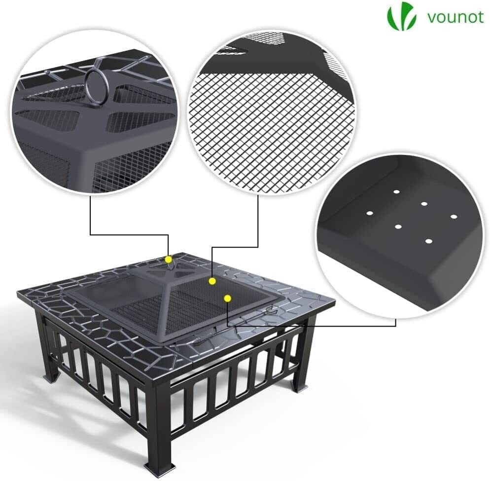 Fire Bowl with Grill Grate and Spark Guard - Outdoor Fire Pit for Safe Cooking and Heating, Ideal for Backyard Gatherings and Campfires