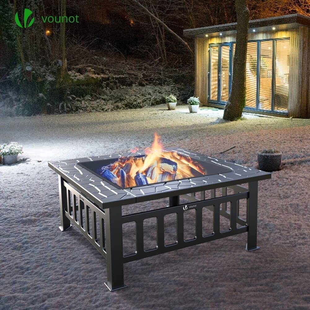 Fire Bowl with Grill Grate and Spark Guard - Outdoor Fire Pit for Safe Cooking and Heating, Ideal for Backyard Gatherings and Campfires