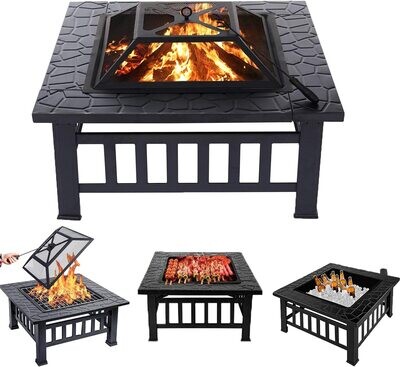 3 in 1 Poker Table Square Fire Pit,
