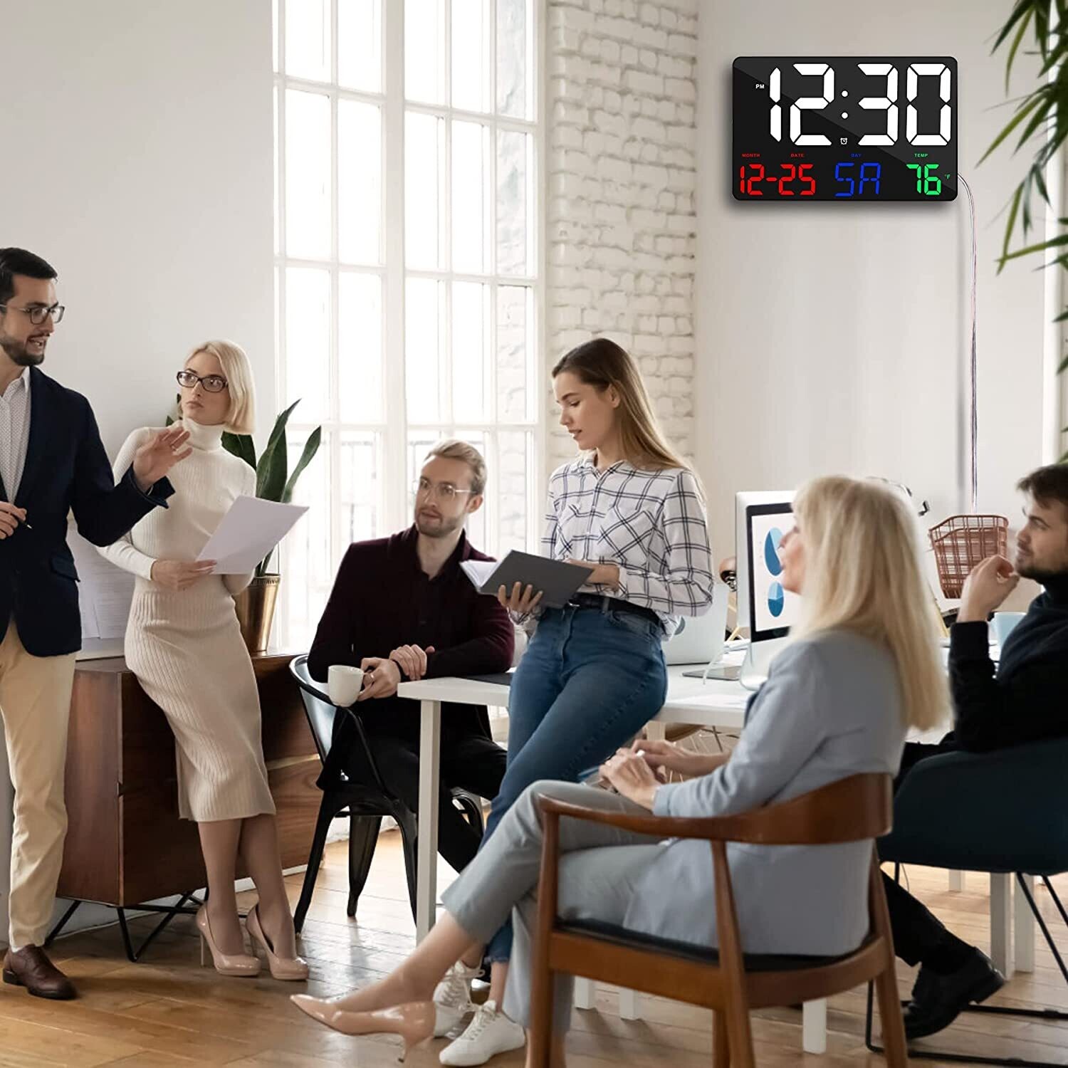 Digital Large LED Display Clock with Calendar and Alarm – 11.5&#39;&#39; Time and Date Display for Home and Office