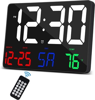 Digital Large LED Display Clock with Calendar and Alarm – 11.5&#39;&#39; Time and Date Display for Home and Office