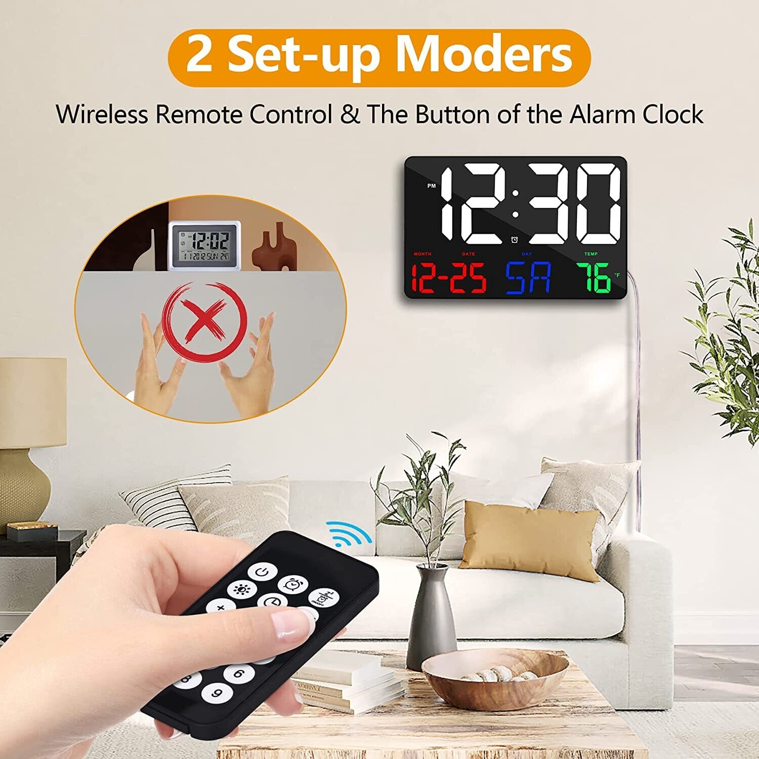 Digital Large LED Display Clock with Calendar and Alarm – 11.5&#39;&#39; Time and Date Display for Home and Office
