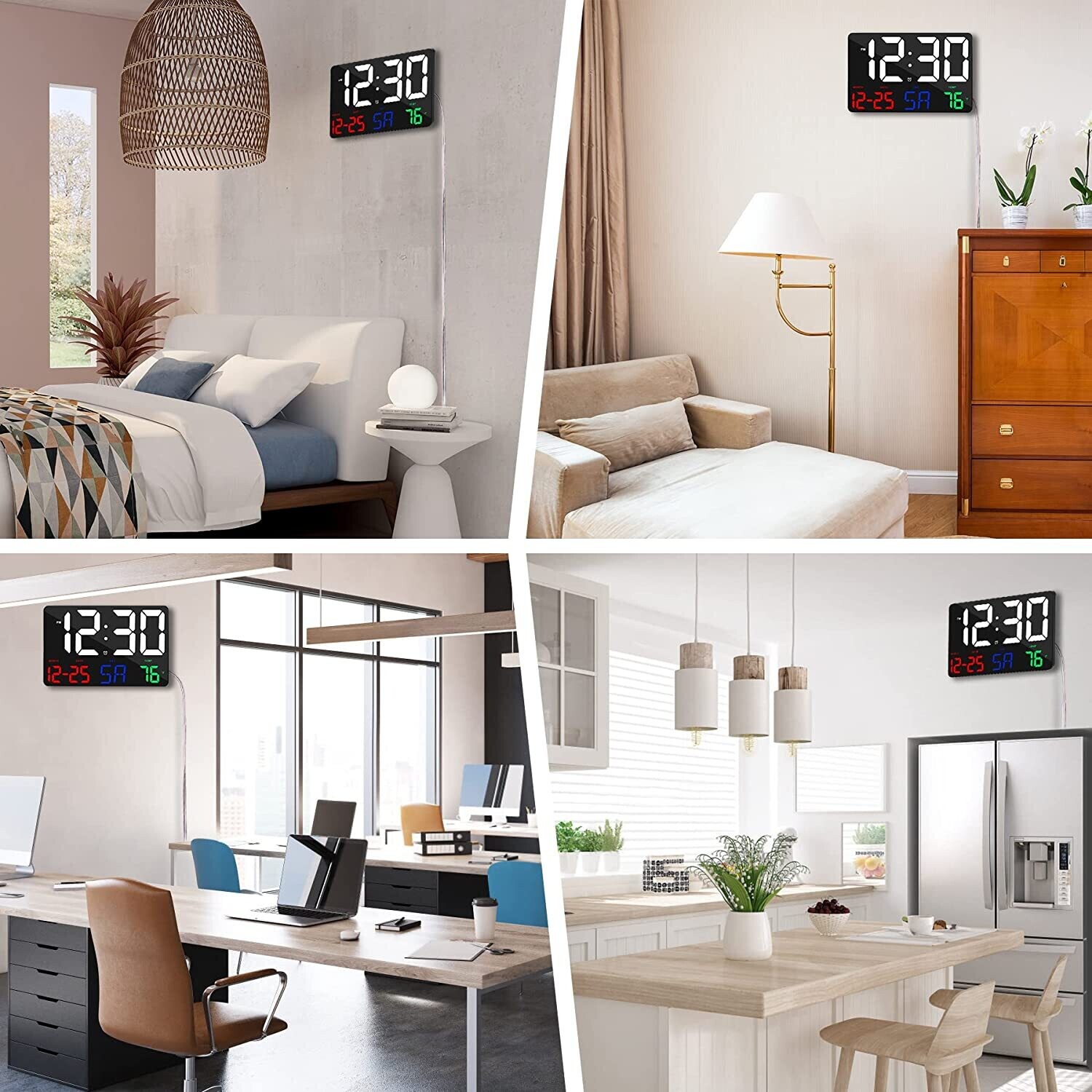 Digital Large LED Display Clock with Calendar and Alarm – 11.5&#39;&#39; Time and Date Display for Home and Office