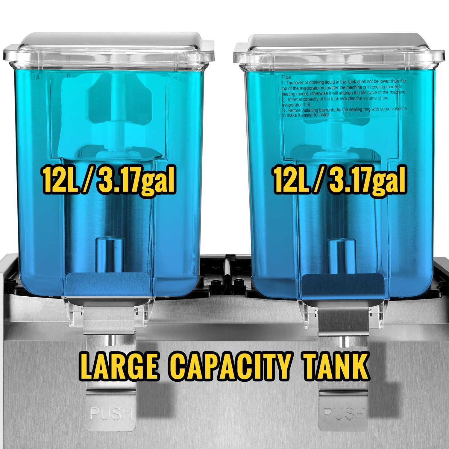 Commercial Stainless Steel Fruit Juice Beverage Dispensers – 2 Tanks, 6.4 Gallon Capacity, Ideal for Restaurants and Catering