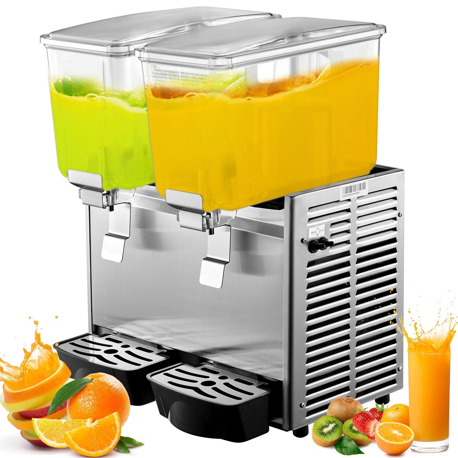 Commercial Stainless Steel Fruit Juice Beverage Dispensers 2 Tanks 6.4 Gallon