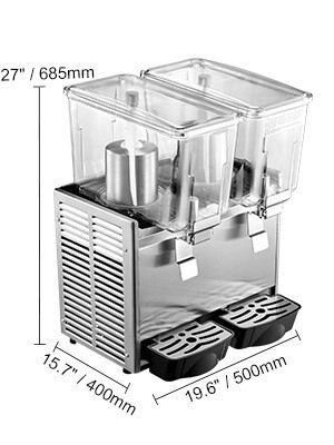 Commercial Stainless Steel Fruit Juice Beverage Dispensers – 2 Tanks, 6.4 Gallon Capacity, Ideal for Restaurants and Catering