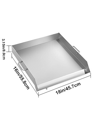 16 x 18-Inch Flat Stainless Steel Square Grill Plate for Cooking, Durable BBQ Griddle for Outdoor and Indoor Use