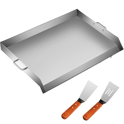 Flat Top Triple Burner Grill – 36 x 22 Inch Stainless Steel Square Grill Plate