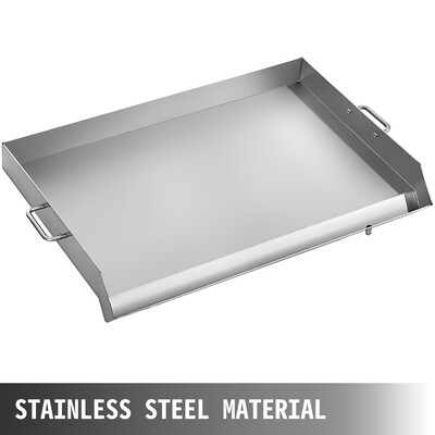Flat Top Triple Burner Grill – 36 x 22 Inch Stainless Steel Square Grill Plate