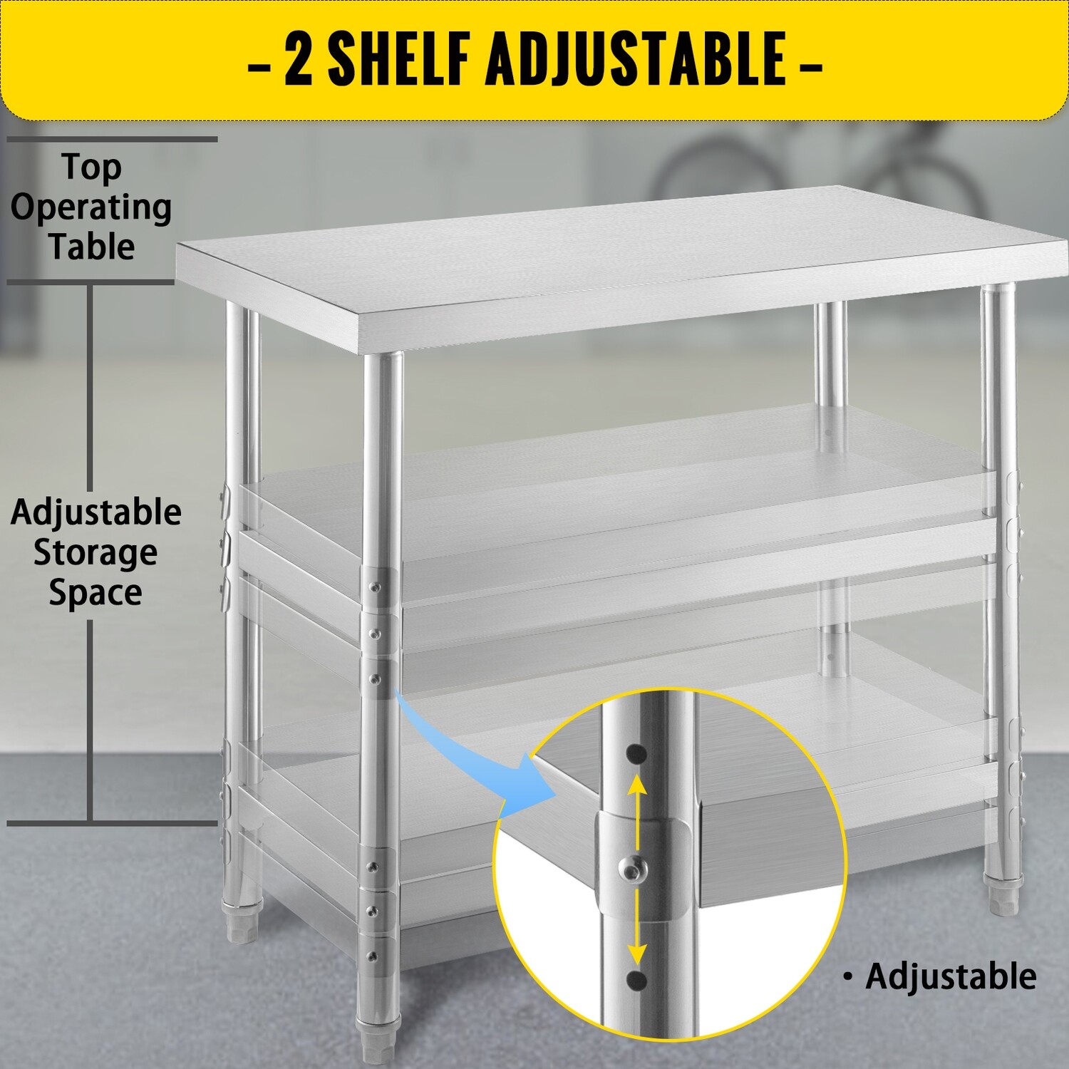 Commercial Stainless Steel Food Prep Table – 60x14x33 Inches, Ideal for Outdoor Kitchens, BBQ Stations, and Food Prep Stations