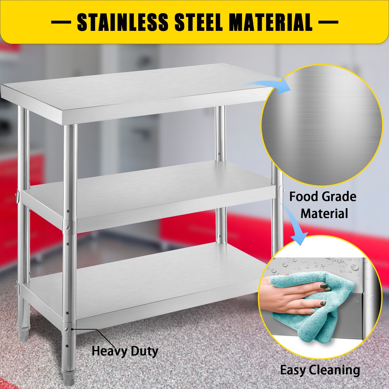 Commercial Stainless Steel Food Prep Table – 60x14x33 Inches, Ideal for Outdoor Kitchens, BBQ Stations, and Food Prep Stations