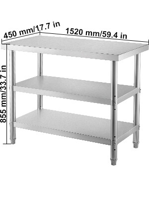 Commercial Stainless Steel Food Prep Table – 60x14x33 Inches, Ideal for Outdoor Kitchens, BBQ Stations, and Food Prep Stations