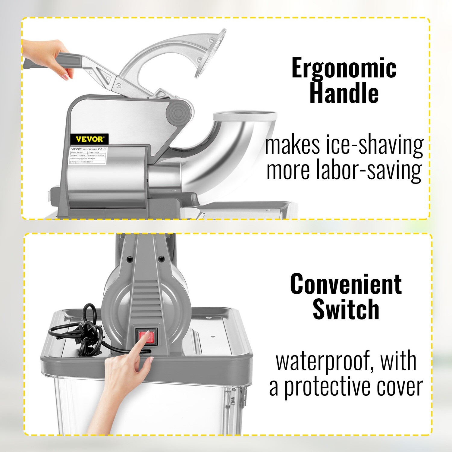 Commercial Snow Cone &amp; Snowball Machines, High-Performance Models – Produce up to 180 kg/h at 1450 r/min for Fast Ice Shaving
