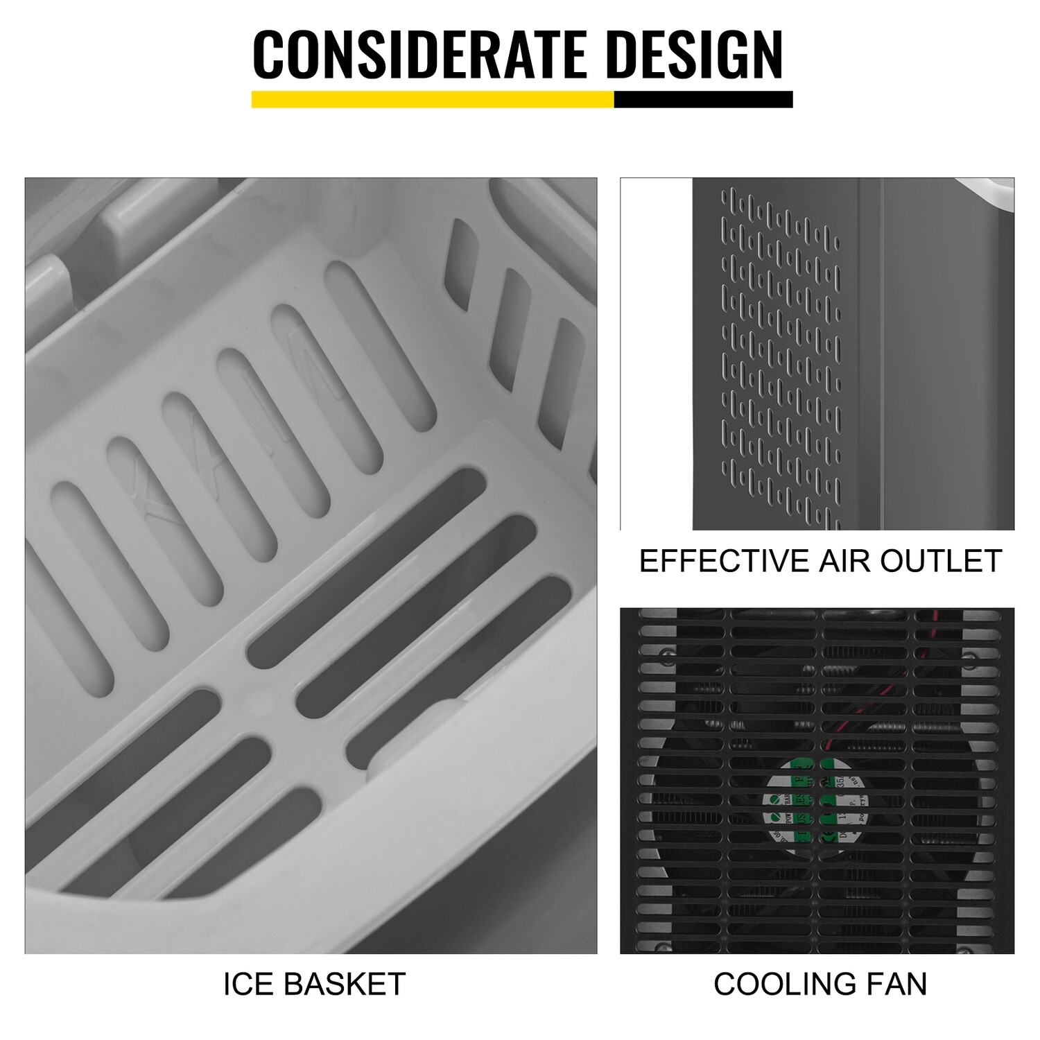 Countertop Portable Ice Maker with Ice Scoop, Bullet Ice, 12KG (26LB) Daily Production, Fast Ice Making Machine