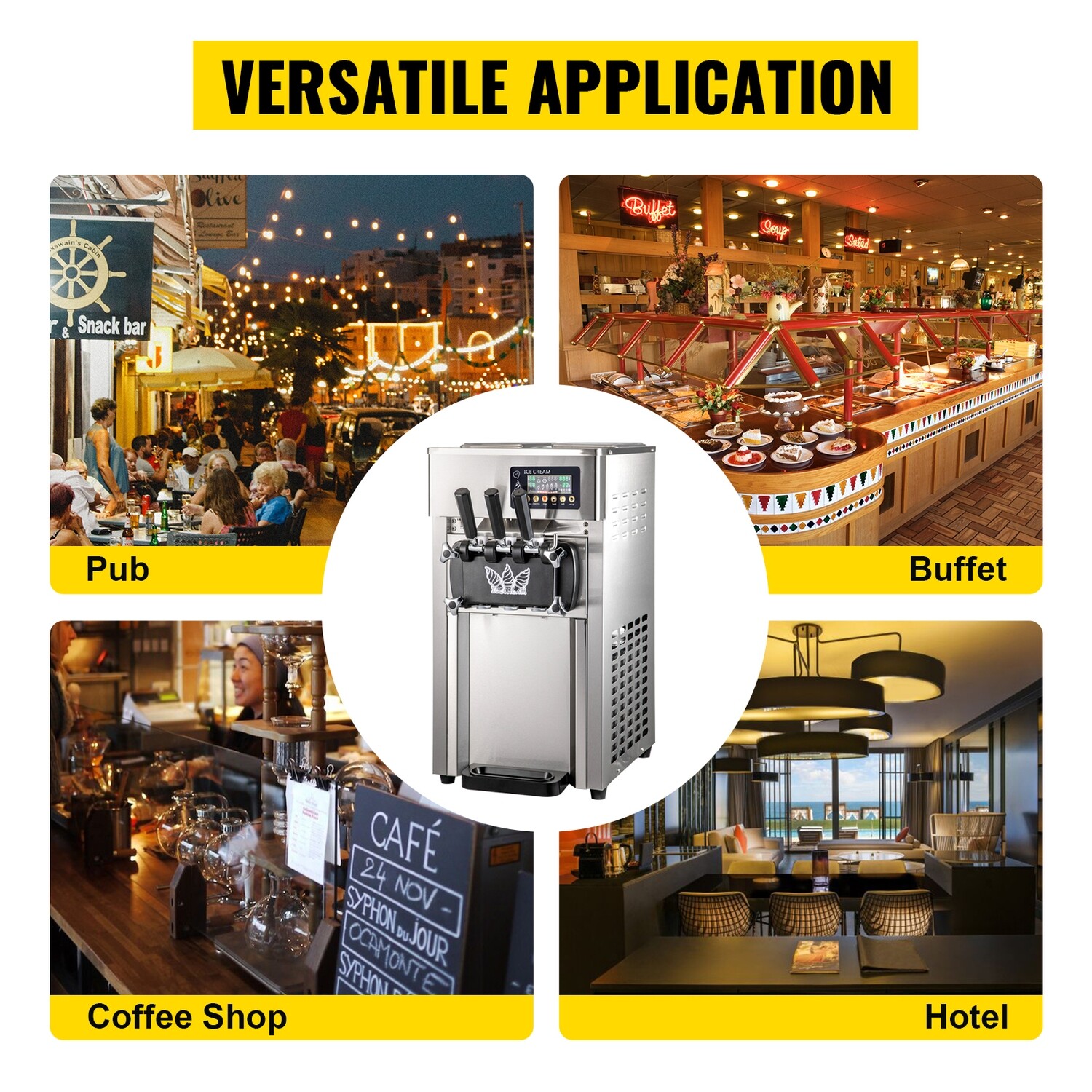 Countertop LCD Panel Commercial 3-Flavor Soft Ice Cream Machine with One-Click Cleaning