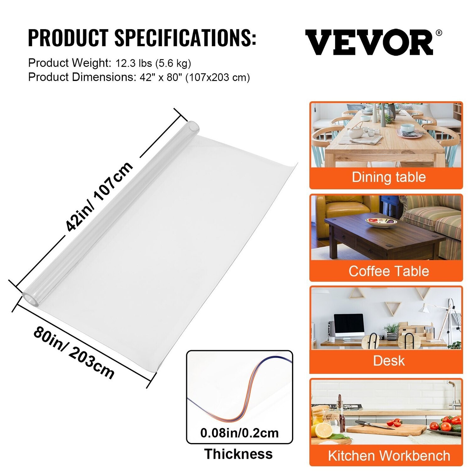 Waterproof PVC Tablecloth Protector 42 x 78 inches Dining Table Cover