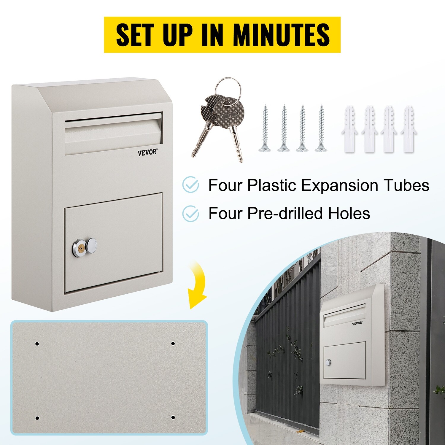 Suggestion Box, Lockable Ballot Box for Donations,