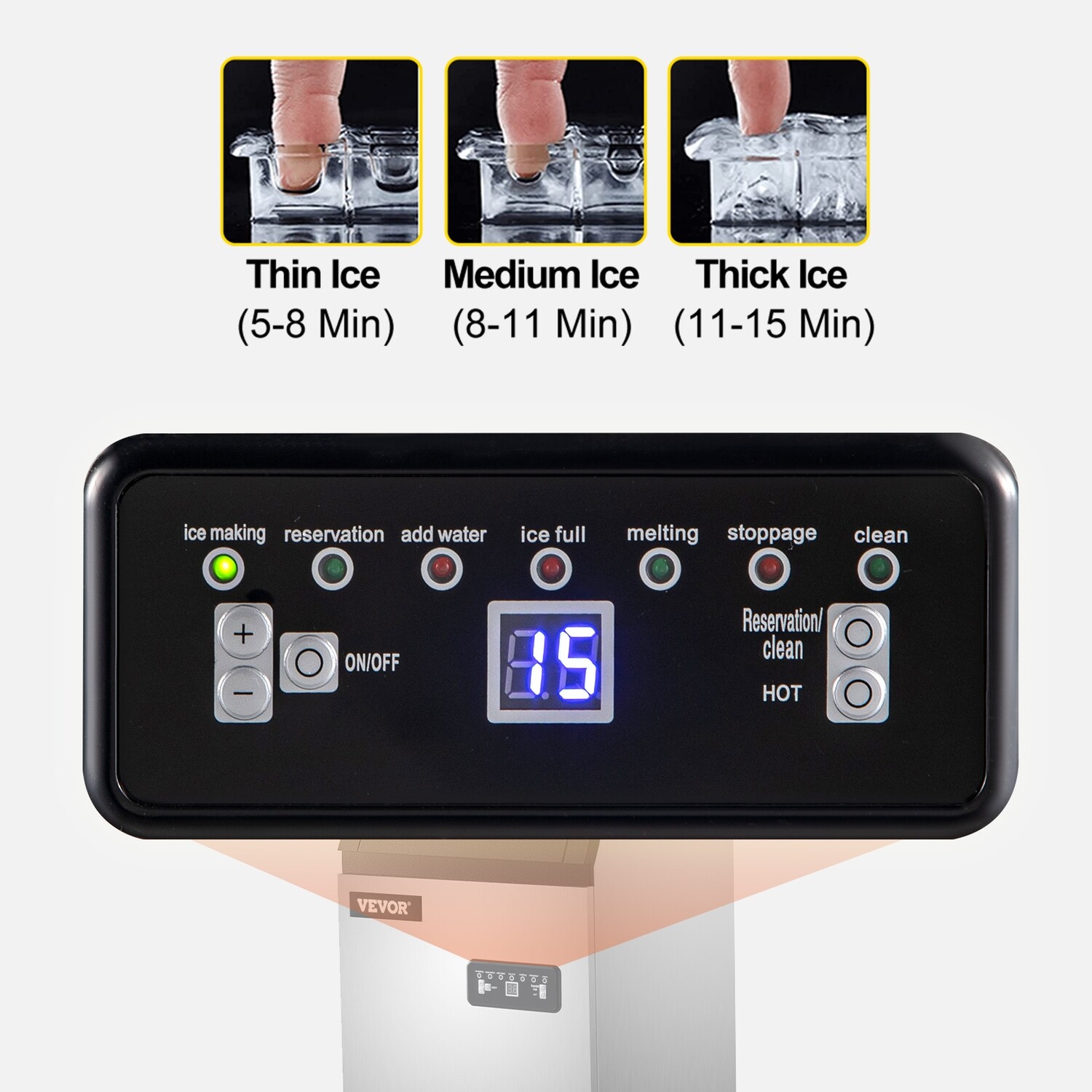 Commercial 50KG Ice Cube Maker Machine, Digital Control Refrigeration 110LBS/24H for Bar, Home, and Supermarkets, Stainless Steel