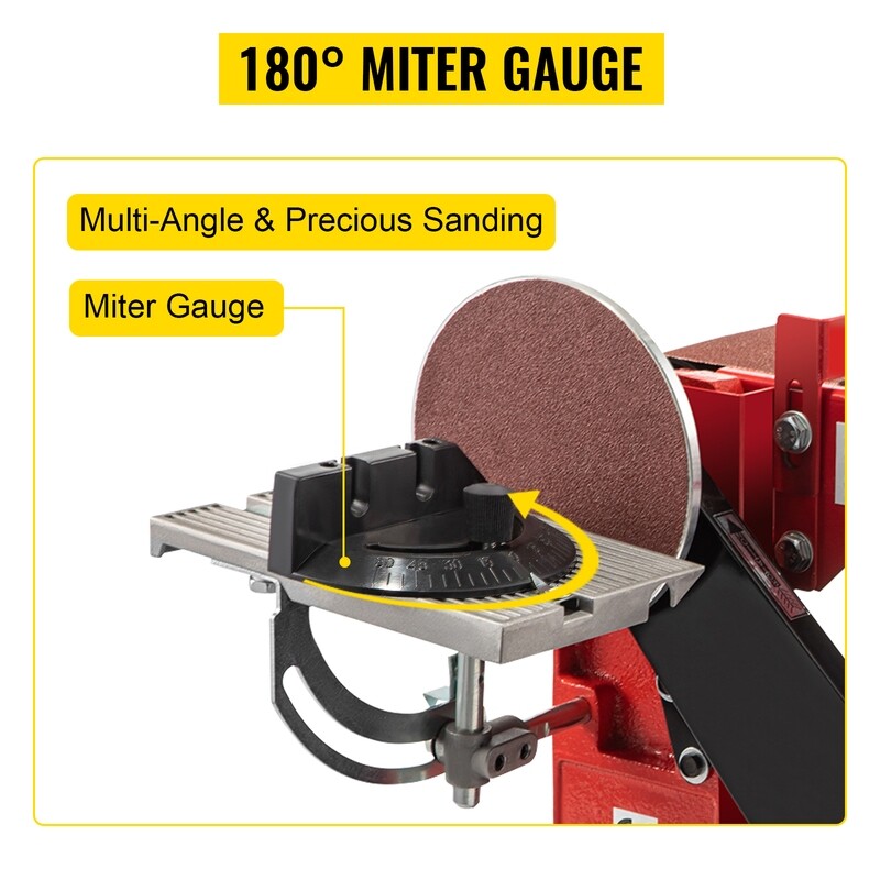 1420 r/min Adjustable Electric Bench belt sander 4&quot; x 36&quot; and 6&quot; + 4 Rubber Foot Pad &amp; Disc Combo