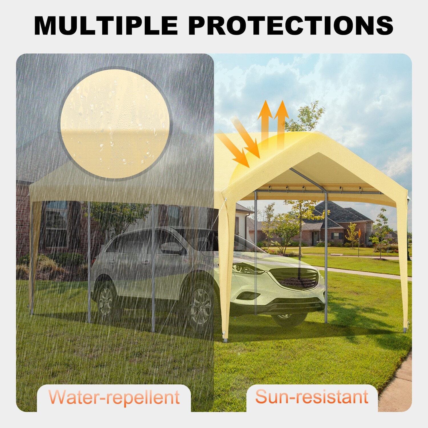 Heavy-Duty Garage Shelter, 10 x 20 ft Carport with 8 Legs, Durable and Weather-Resistant Outdoor Storage for Vehicles, Boats, and Equipment