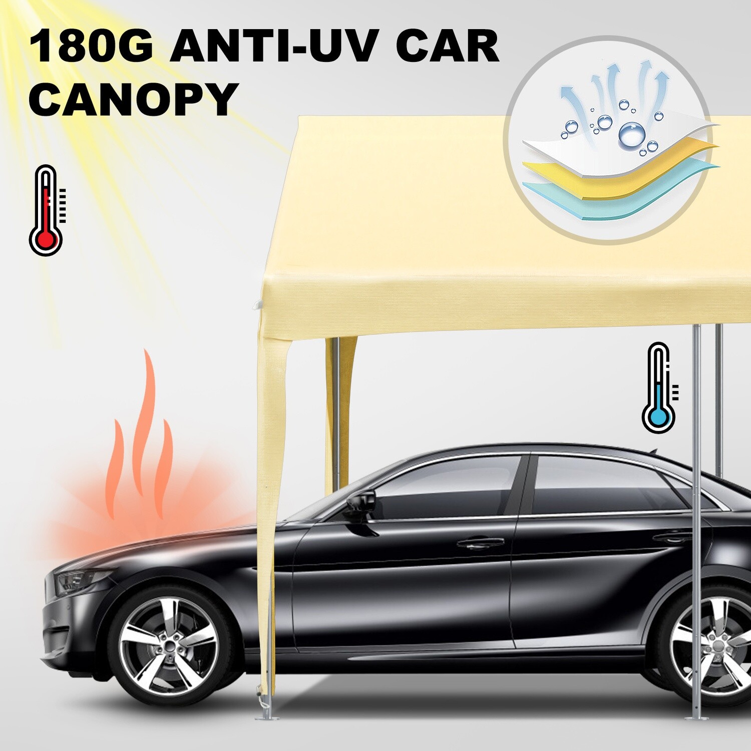 Heavy-Duty Garage Shelter, 10 x 20 ft Carport with 8 Legs, Durable and Weather-Resistant Outdoor Storage for Vehicles, Boats, and Equipment