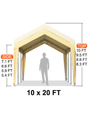 Heavy-Duty Garage Shelter, 10 x 20 ft Carport with 8 Legs, Durable and Weather-Resistant Outdoor Storage for Vehicles, Boats, and Equipment