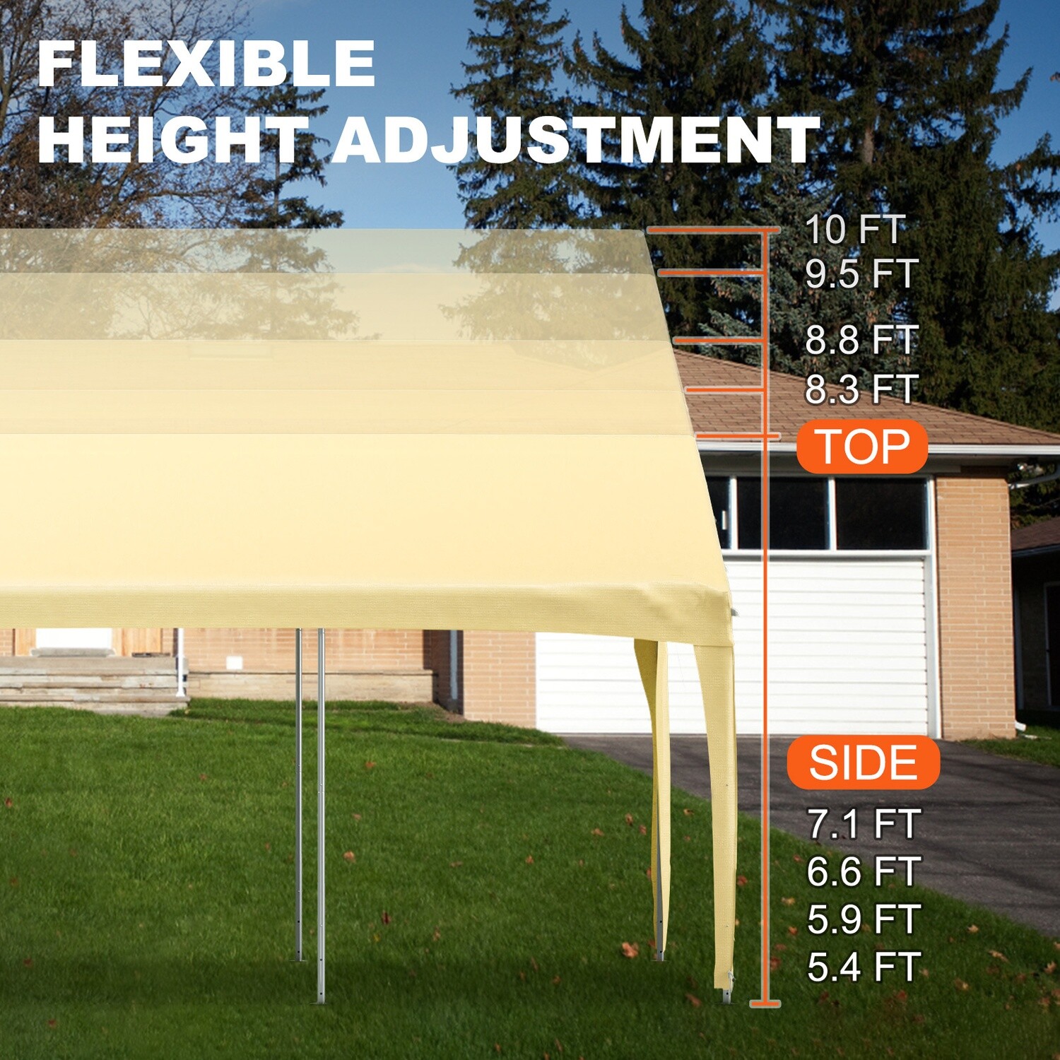 Heavy-Duty Garage Shelter, 10 x 20 ft Carport with 8 Legs, Durable and Weather-Resistant Outdoor Storage for Vehicles, Boats, and Equipment