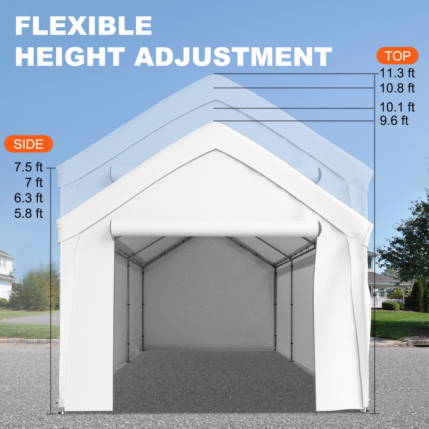 Heavy-Duty Garage Shelter, 10 x 20 ft, Weather-Resistant Outdoor Storage for Vehicles, Equipment, and Tools