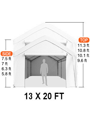 Heavy-Duty Garage Shelter, 10 x 20 ft