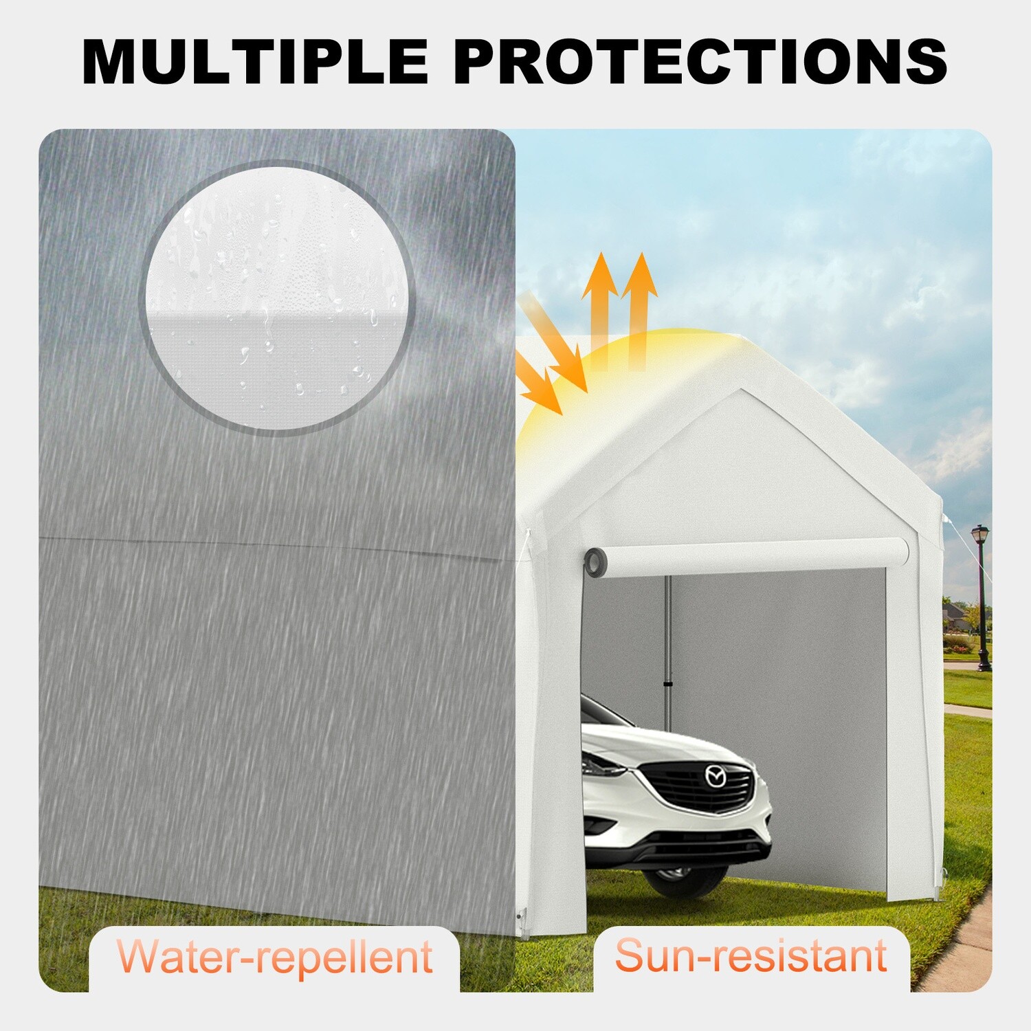 Heavy-Duty Garage Shelter, 10 x 20 ft, Weather-Resistant Outdoor Storage for Vehicles, Equipment, and Tools