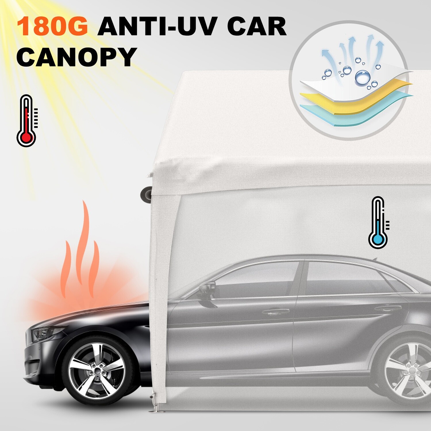 Heavy-Duty Garage Shelter, 10 x 20 ft, Weather-Resistant Outdoor Storage for Vehicles, Equipment, and Tools